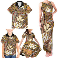 Personalised Hawaii Tribal Humpback Whale Family Matching Tank Maxi Dress and Hawaiian Shirt Melemele Hibiscus Seamless Pattern
