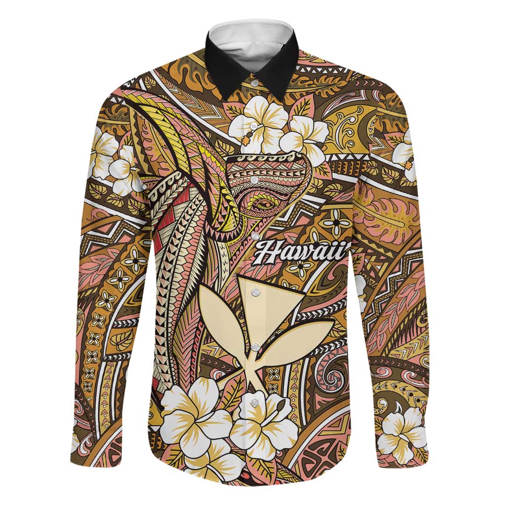 Personalised Hawaii Tribal Humpback Whale Family Matching Tank Maxi Dress and Hawaiian Shirt Melemele Hibiscus Seamless Pattern