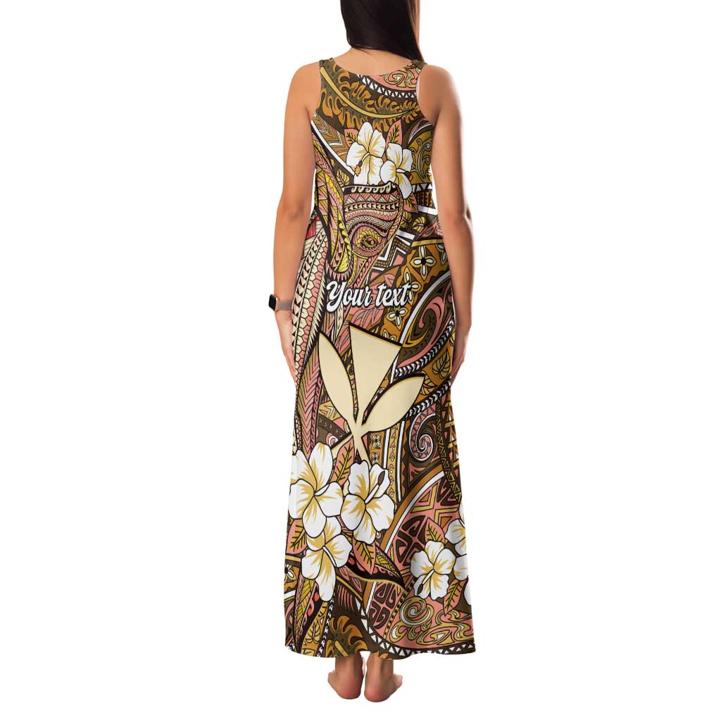 Personalised Hawaii Tribal Humpback Whale Family Matching Tank Maxi Dress and Hawaiian Shirt Melemele Hibiscus Seamless Pattern