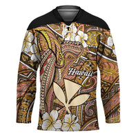 Personalised Hawaii Tribal Humpback Whale Hockey Jersey Melemele Hibiscus Seamless Pattern LT9 Unisex Gold - Polynesian Pride