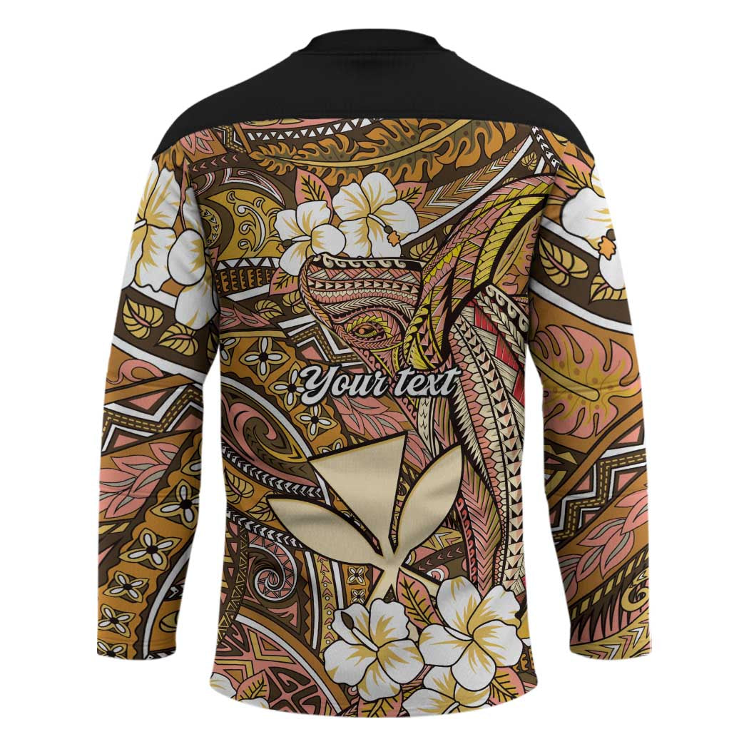 Personalised Hawaii Tribal Humpback Whale Hockey Jersey Melemele Hibiscus Seamless Pattern LT9 - Polynesian Pride