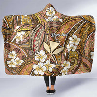 Personalised Hawaii Tribal Humpback Whale Hooded Blanket Melemele Hibiscus Seamless Pattern