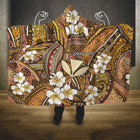 Personalised Hawaii Tribal Humpback Whale Hooded Blanket Melemele Hibiscus Seamless Pattern