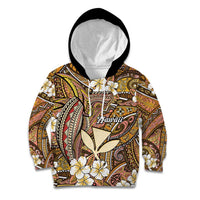 Personalised Hawaii Tribal Humpback Whale Kid Hoodie Melemele Hibiscus Seamless Pattern LT9 Hoodie Gold - Polynesian Pride