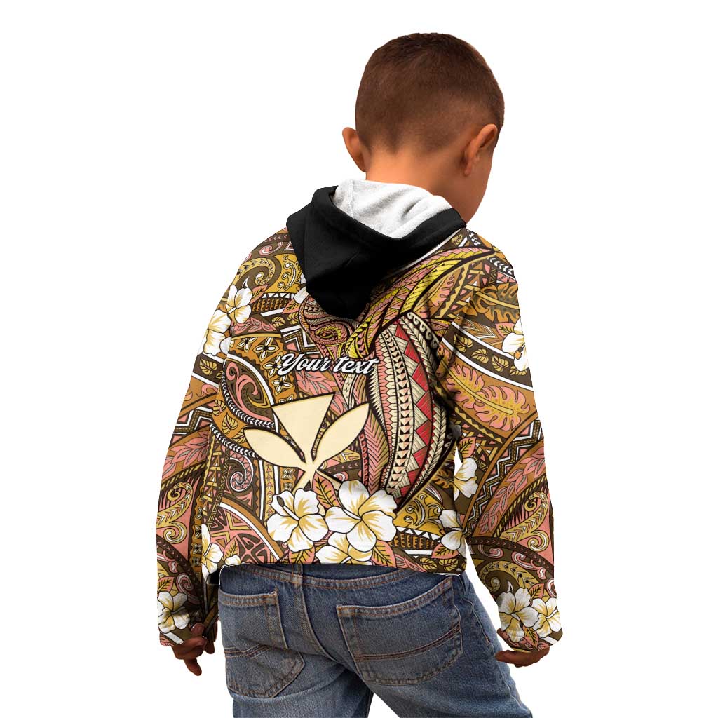 Personalised Hawaii Tribal Humpback Whale Kid Hoodie Melemele Hibiscus Seamless Pattern LT9 - Polynesian Pride