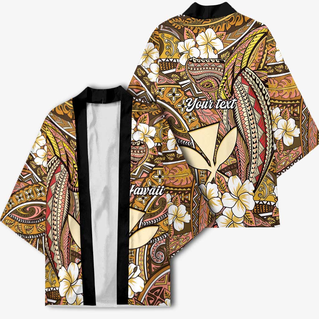 Personalised Hawaii Tribal Humpback Whale Kimono Melemele Hibiscus Seamless Pattern