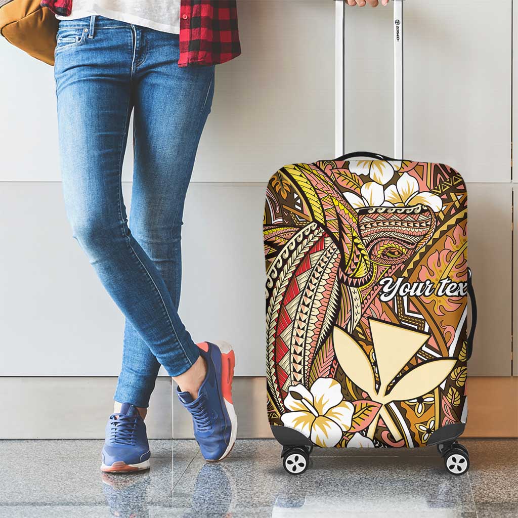 Personalised Hawaii Tribal Humpback Whale Luggage Cover Melemele Hibiscus Seamless Pattern