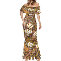 Personalised Hawaii Tribal Humpback Whale Mermaid Dress Melemele Hibiscus Seamless Pattern
