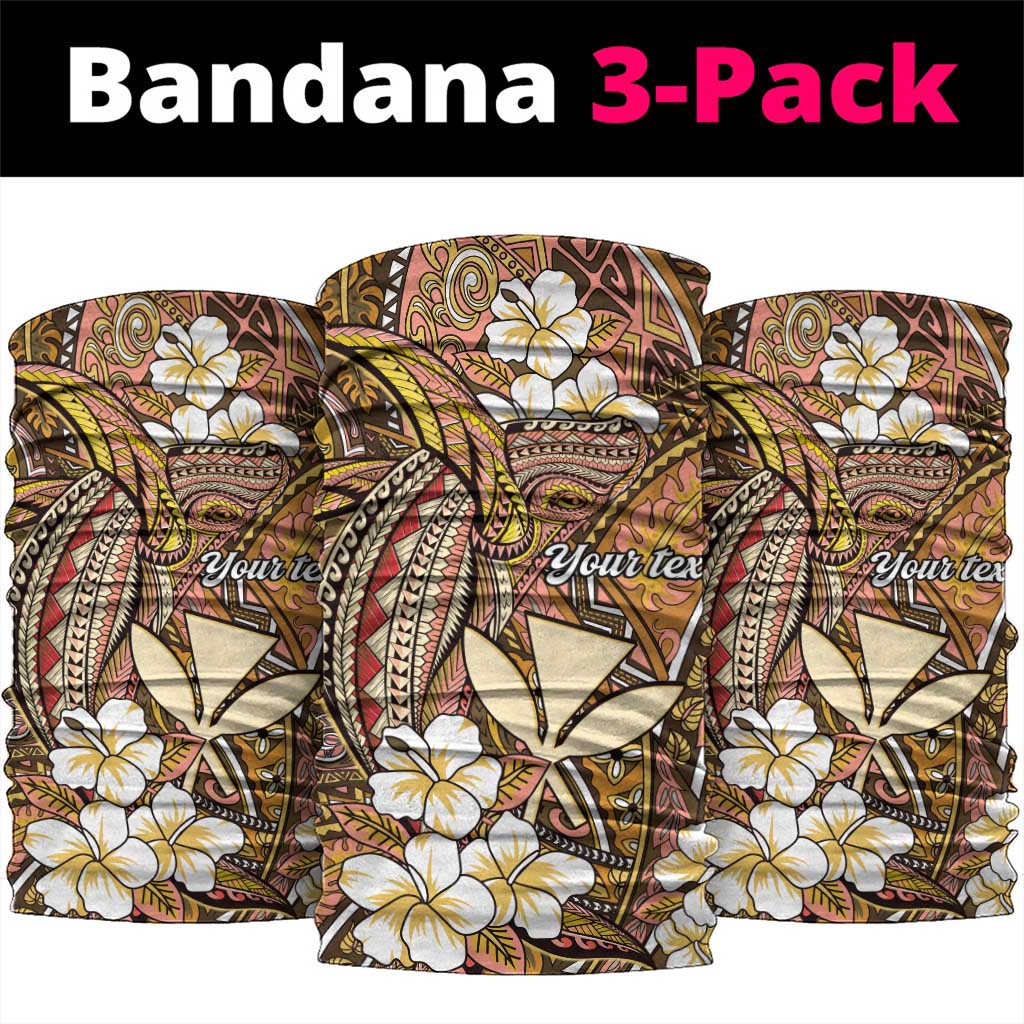 Personalised Hawaii Tribal Humpback Whale Neck Gaiter Melemele Hibiscus Seamless Pattern