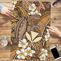 Personalised Hawaii Tribal Humpback Whale Puzzle Melemele Hibiscus Seamless Pattern
