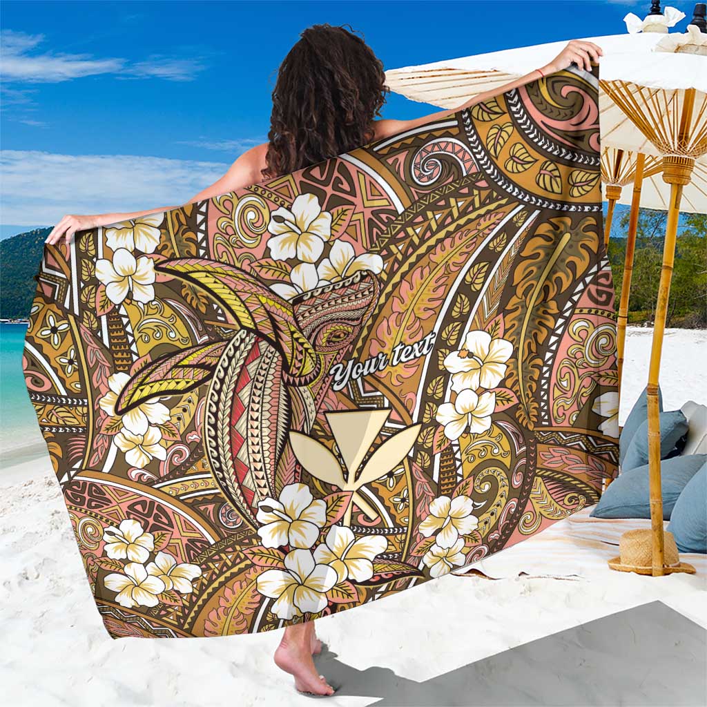 Personalised Hawaii Tribal Humpback Whale Sarong Melemele Hibiscus Seamless Pattern