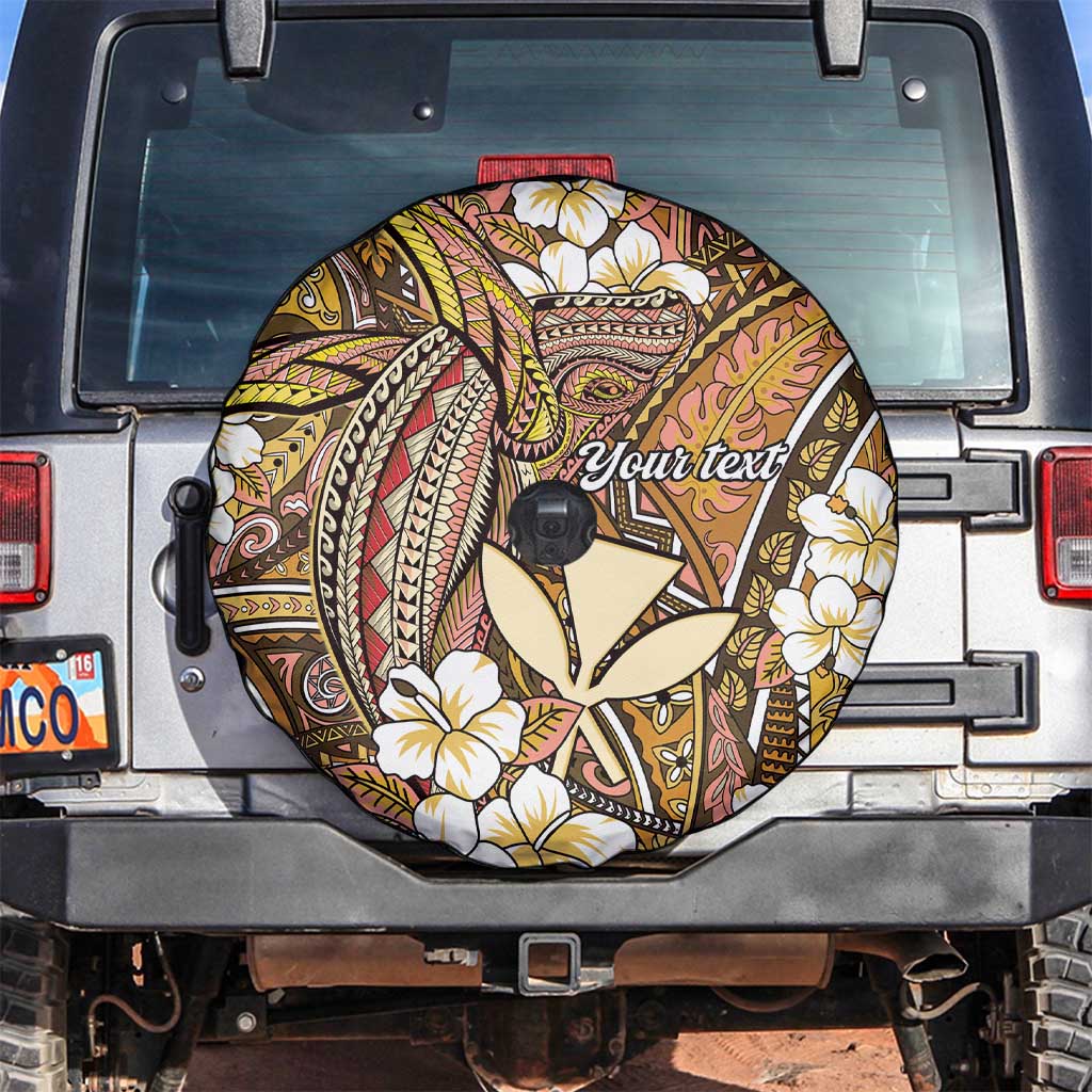 Personalised Hawaii Tribal Humpback Whale Spare Tire Cover Melemele Hibiscus Seamless Pattern
