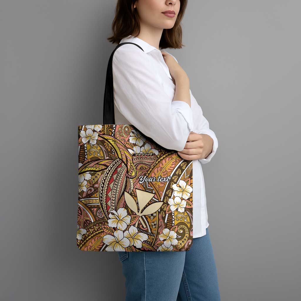 Personalised Hawaii Tribal Humpback Whale Tote Bag Melemele Hibiscus Seamless Pattern