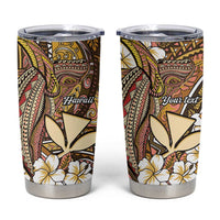 Personalised Hawaii Tribal Humpback Whale Tumbler Cup Melemele Hibiscus Seamless Pattern LT9 Gold - Polynesian Pride