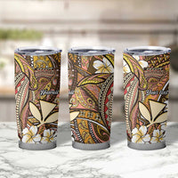 Personalised Hawaii Tribal Humpback Whale Tumbler Cup Melemele Hibiscus Seamless Pattern LT9 - Polynesian Pride