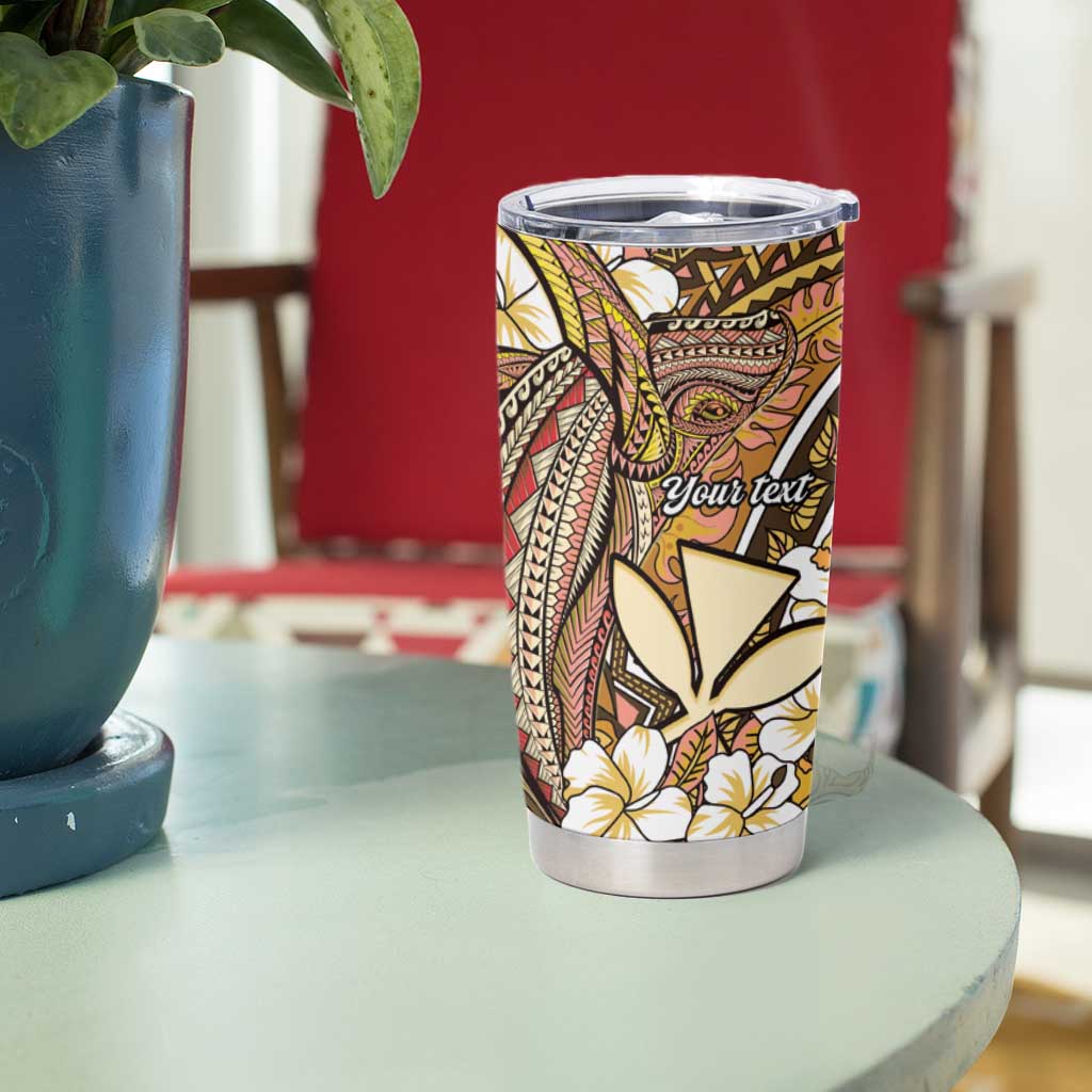 Personalised Hawaii Tribal Humpback Whale Tumbler Cup Melemele Hibiscus Seamless Pattern LT9 - Polynesian Pride