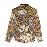 Personalised Hawaii Tribal Humpback Whale Women Casual Shirt Melemele Hibiscus Seamless Pattern