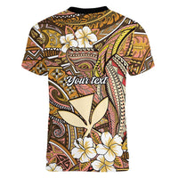 Personalised Hawaii Tribal Humpback Whale Women V-Neck T-Shirt Melemele Hibiscus Seamless Pattern LT9 - Polynesian Pride