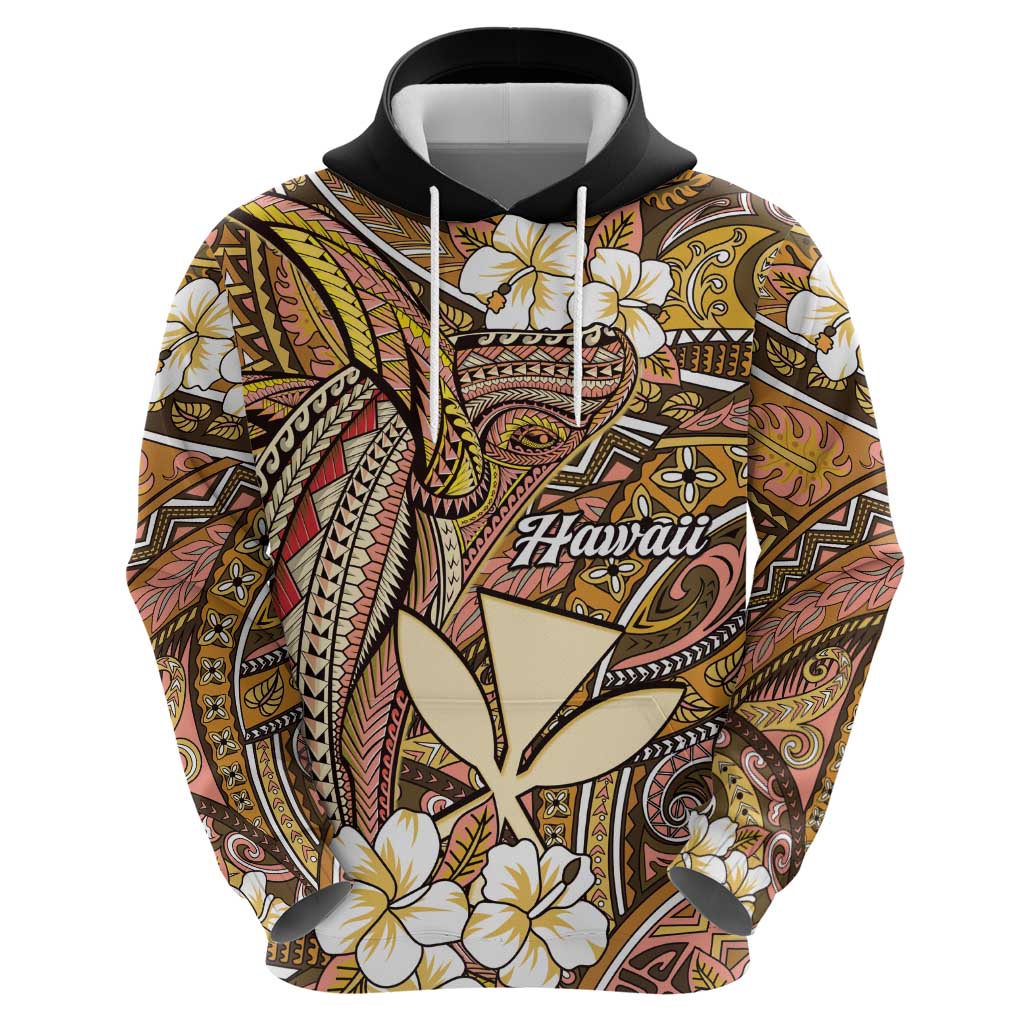 Personalised Hawaii Tribal Humpback Whale Zip Hoodie Melemele Hibiscus Seamless Pattern LT9 - Polynesian Pride
