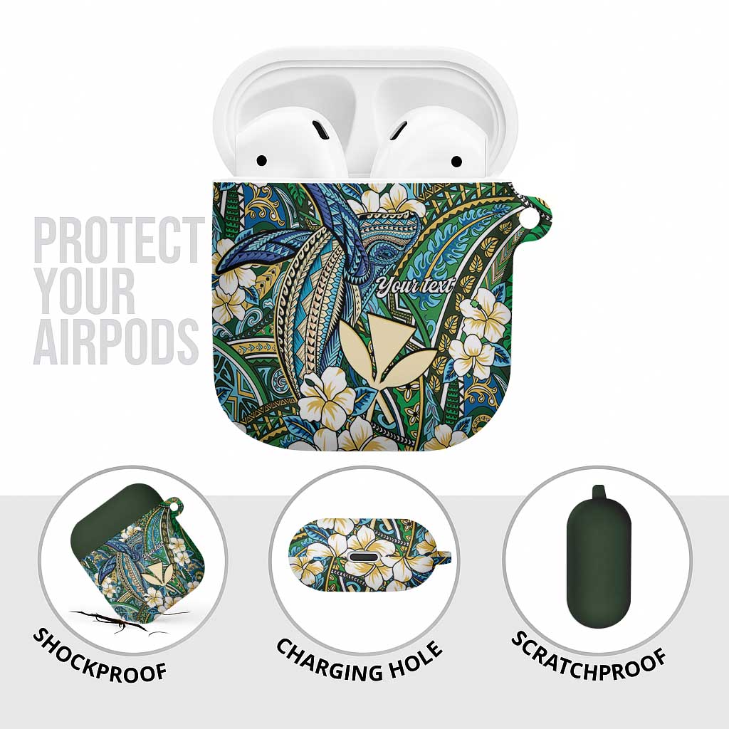 Personalised Hawaii Tribal Humpback Whale AirPods Case Omaomao Hibiscus Seamless Pattern