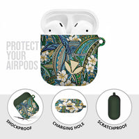 Personalised Hawaii Tribal Humpback Whale AirPods Case Omaomao Hibiscus Seamless Pattern
