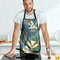 Personalised Hawaii Tribal Humpback Whale Apron Omaomao Hibiscus Seamless Pattern