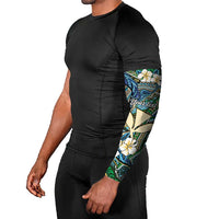 Personalised Hawaii Tribal Humpback Whale Arm Sleeves Omaomao Hibiscus Seamless Pattern