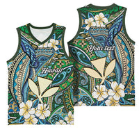 Personalised Hawaii Tribal Humpback Whale Basketball Jersey Omaomao Hibiscus Seamless Pattern LT9 - Polynesian Pride