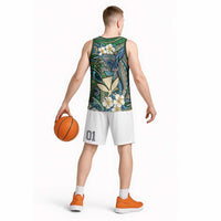 Personalised Hawaii Tribal Humpback Whale Basketball Jersey Omaomao Hibiscus Seamless Pattern LT9 - Polynesian Pride