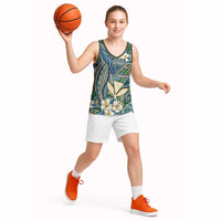 Personalised Hawaii Tribal Humpback Whale Basketball Jersey Omaomao Hibiscus Seamless Pattern LT9 - Polynesian Pride