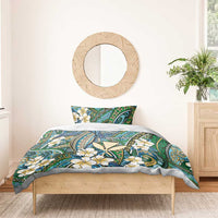 Personalised Hawaii Tribal Humpback Whale Bedding Set Omaomao Hibiscus Seamless Pattern