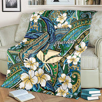 Personalised Hawaii Tribal Humpback Whale Blanket Omaomao Hibiscus Seamless Pattern