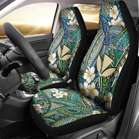 Personalised Hawaii Tribal Humpback Whale Car Seat Cover Omaomao Hibiscus Seamless Pattern