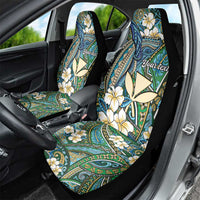 Personalised Hawaii Tribal Humpback Whale Car Seat Cover Omaomao Hibiscus Seamless Pattern