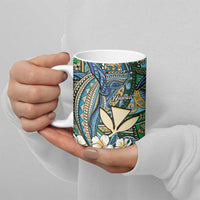 Personalised Hawaii Tribal Humpback Whale Ceramic Mug Omaomao Hibiscus Seamless Pattern