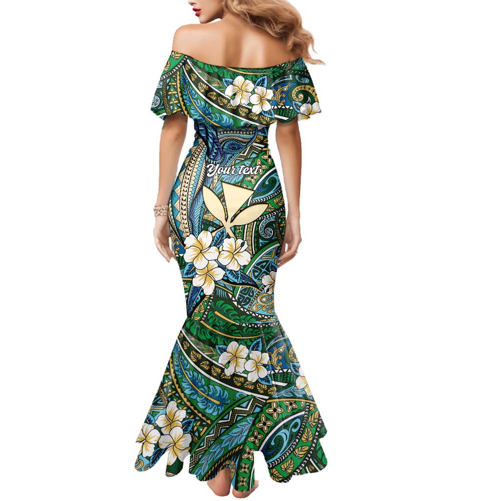 Personalised Hawaii Tribal Humpback Whale Family Matching Mermaid Dress and Hawaiian Shirt Omaomao Hibiscus Seamless Pattern