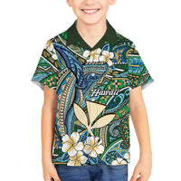 Personalised Hawaii Tribal Humpback Whale Family Matching Off Shoulder Maxi Dress and Hawaiian Shirt Omaomao Hibiscus Seamless Pattern