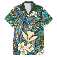 Personalised Hawaii Tribal Humpback Whale Family Matching Off Shoulder Short Dress and Hawaiian Shirt Omaomao Hibiscus Seamless Pattern