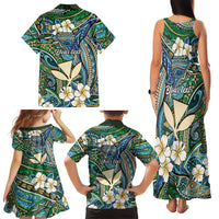 Personalised Hawaii Tribal Humpback Whale Family Matching Tank Maxi Dress and Hawaiian Shirt Omaomao Hibiscus Seamless Pattern