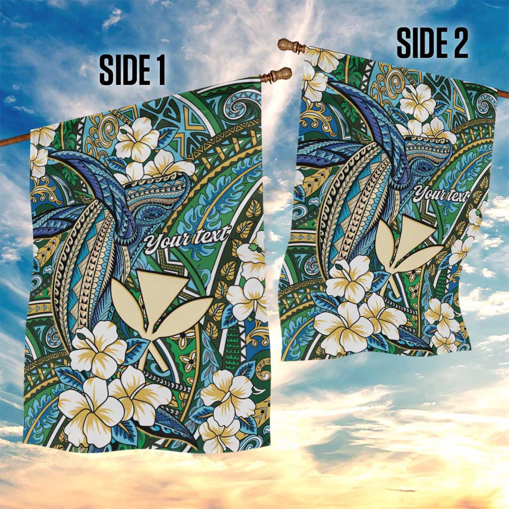 Personalised Hawaii Tribal Humpback Whale Garden Flag Omaomao Hibiscus Seamless Pattern