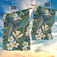 Personalised Hawaii Tribal Humpback Whale Garden Flag Omaomao Hibiscus Seamless Pattern