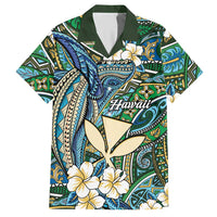 Personalised Hawaii Tribal Humpback Whale Hawaiian Shirt Omaomao Hibiscus Seamless Pattern LT9 Green - Polynesian Pride