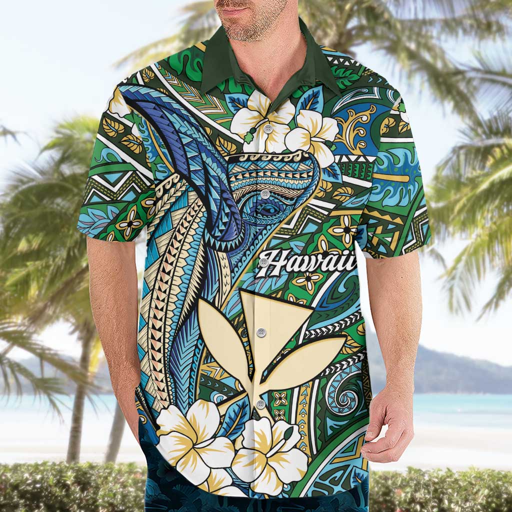 Personalised Hawaii Tribal Humpback Whale Hawaiian Shirt Omaomao Hibiscus Seamless Pattern LT9 - Polynesian Pride