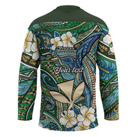 Personalised Hawaii Tribal Humpback Whale Hockey Jersey Omaomao Hibiscus Seamless Pattern LT9 - Polynesian Pride