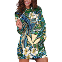 Personalised Hawaii Tribal Humpback Whale Hoodie Dress Omaomao Hibiscus Seamless Pattern