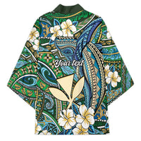 Personalised Hawaii Tribal Humpback Whale Kimono Omaomao Hibiscus Seamless Pattern