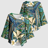 Personalised Hawaii Tribal Humpback Whale Kimono Sleeve Blouse Omaomao Hibiscus Seamless Pattern LT9 - Polynesian Pride