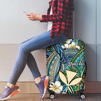 Personalised Hawaii Tribal Humpback Whale Luggage Cover Omaomao Hibiscus Seamless Pattern