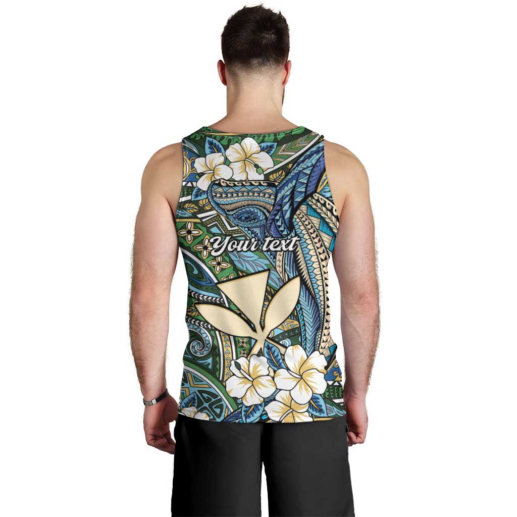 Personalised Hawaii Tribal Humpback Whale Men Tank Top Omaomao Hibiscus Seamless Pattern LT9 - Polynesian Pride
