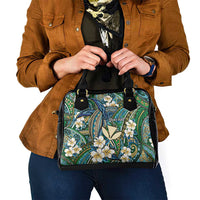 Personalised Hawaii Tribal Humpback Whale Shoulder Handbag Omaomao Hibiscus Seamless Pattern